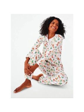 ROLLER RABBIT Gingerbread Party Christmas Holiday Monkey Pajamas Set Long Sleeve